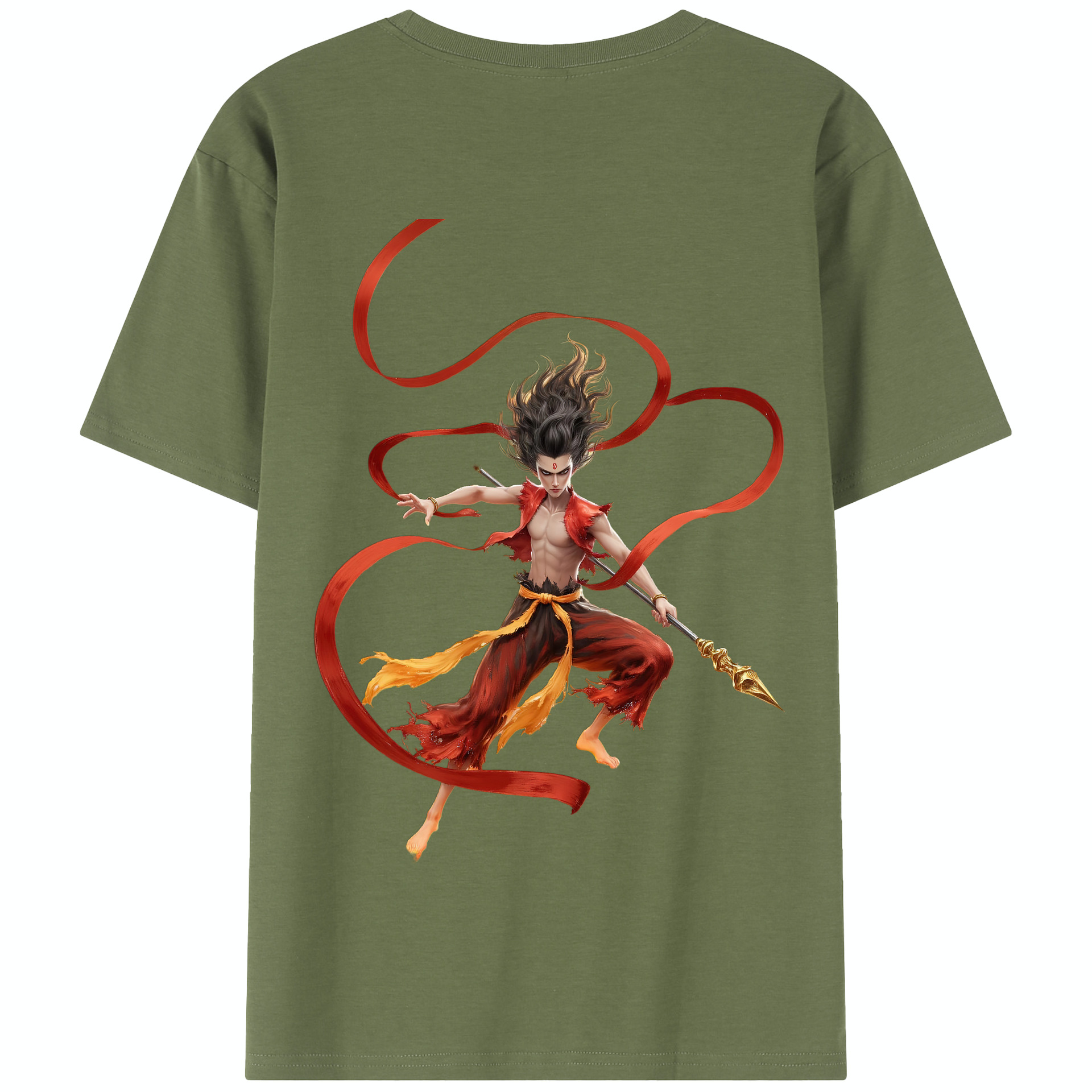 （画像用） Ne Zha 2 ナタ 魔童の大暴れ 綿100％半袖Tシャツ（背面プリント）